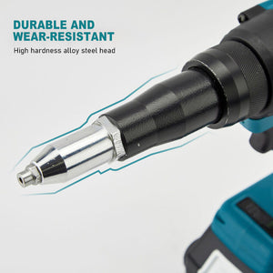 Cordless Electric Rivet Gun Brushless Automatic Blind Tool Skin with 4 Rivets for Makita 18V Li-ion Battery