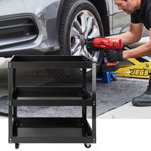 Load image into Gallery viewer, 3-Tier Steel Tool Trolley Cart Workshop on Wheels Trolly Work Mechanic 150Kg
