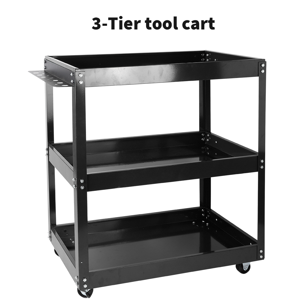 3-Tier Steel Tool Trolley Cart Workshop on Wheels Trolly Work Mechanic 150Kg