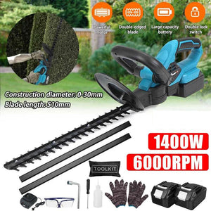 Cordless Hedge Trimmer Garden Cutter Fit For Makita Battery Powered 18V 1400W