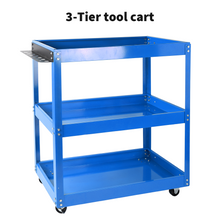 Load image into Gallery viewer, 3-Tier Steel Tool Trolley Cart Workshop on Wheels Trolly Work Mechanic 150Kg
