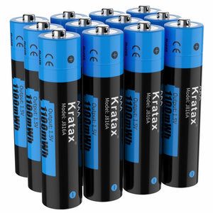 Kratax 1.5V AAA Rechargeable Lithium Batteries Triple A Batteries 1100mWh 1600x