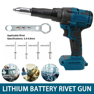 Cordless Electric Rivet Gun Brushless Automatic Blind Tool Skin with 4 Rivets for Makita 18V Li-ion Battery