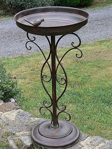 French Antique Style Metal Bird Feeder Stand Wild Bird Bath Garden Decor Pot Holder