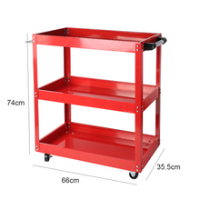 Load image into Gallery viewer, 3-Tier Steel Tool Trolley Cart Workshop on Wheels Trolly Work Mechanic 150Kg
