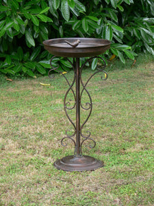 French Antique Style Metal Bird Feeder Stand Wild Bird Bath Garden Decor Pot Holder