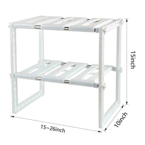 2 Tier Under Sink Storage Shelf Kitchen Organizer Drawer Expandable Cabinet Rack