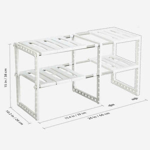 2 Tier Under Sink Storage Shelf Kitchen Organizer Drawer Expandable Cabinet Rack