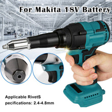 Load image into Gallery viewer, Cordless Electric Rivet Gun Brushless Automatic Blind Tool Skin with 4 Rivets for Makita 18V Li-ion Battery
