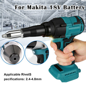 Cordless Electric Rivet Gun Brushless Automatic Blind Tool Skin with 4 Rivets for Makita 18V Li-ion Battery