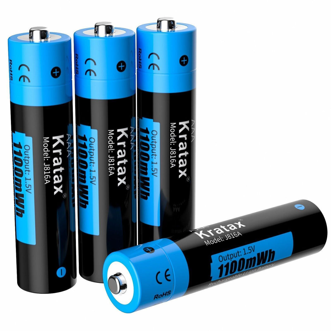 Kratax 1.5V AAA Rechargeable Lithium Batteries Triple A Batteries 1100mWh 1600x