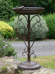 French Antique Style Metal Bird Feeder Stand Wild Bird Bath Garden Decor Pot Holder