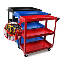 Load image into Gallery viewer, 3-Tier Steel Tool Trolley Cart Workshop on Wheels Trolly Work Mechanic 150Kg
