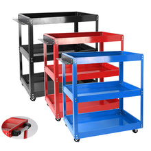 Load image into Gallery viewer, 3-Tier Steel Tool Trolley Cart Workshop on Wheels Trolly Work Mechanic 150Kg
