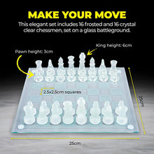 Load image into Gallery viewer, 32pcs Glass Chess Set Frosted Board Game Queen&#39;s Elegant Crystal Gambit
