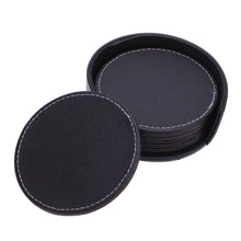 Load image into Gallery viewer, PU Leather Coaster Set with Holder Set Round Heat Insulation Cup Mat Drink Coast
