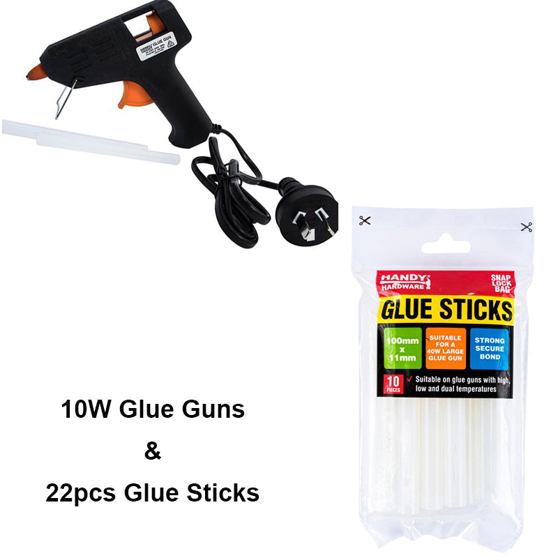 Electric Hot Melt Mini Glue Gun Heating 10W Craft DIY SAA w/ Glue Sticks 22PCS