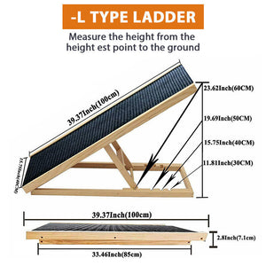 Foldable Dog Pet Ramp Adjustable Height Dogs Stairs for Bed Sofa Car 70cm/100cm