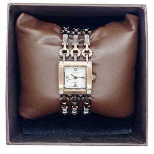 White Shell Dial Bronze Bracelet Lady Watch w/Gift Box