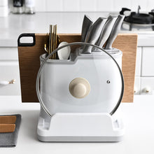 Load image into Gallery viewer, Multifunctional Kitchen Knife Utensil Holder Cutting Board Storage Rack with Drainer
