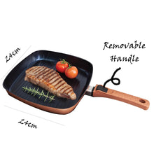 Load image into Gallery viewer, 24cm Copper Skillet Non Stick Ribbed Griddle Bottom BBQ Grill Pan Cookware
