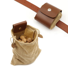 Load image into Gallery viewer, Foldable Foraging PU Leather Belt Canvas Pouch Fruit Picking Gathering Waist Bag
