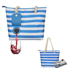 Load image into Gallery viewer, Large Capacity Striped Messenger Insulated Red Wine Bag Tote for Beach Party Outdoor
