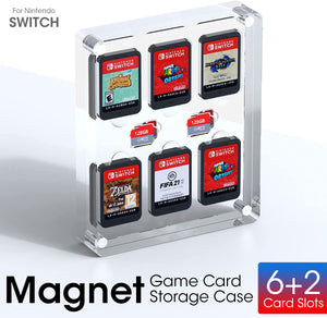 Transparent Acrylic Game Card Case for Nintendo Switch Shockproof Cartridge Holder Display Cabinet (6+2 Slots)