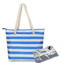 Load image into Gallery viewer, Large Capacity Striped Messenger Insulated Red Wine Bag Tote for Beach Party Outdoor
