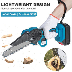 6" Cordless Electric Rechargeable Chainsaw 2X Battery Wood Cutter Chain Saw Kit