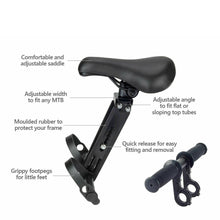 Load image into Gallery viewer, Front Mounted Child Bike Seat Kids Top Tube Bicycle Detachable Seat &amp; Armrest
