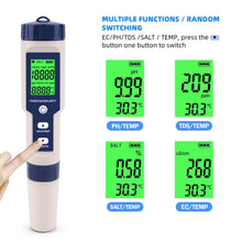 Load image into Gallery viewer, 5 in 1 PH Meter TDS EC Salinity Temperature Digital Swimming Pool Water Quality Monitor Tester
