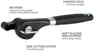 Ergonomic Manual Can Opener Safety Cans Lid Lifter Smooth Edge Side Cut