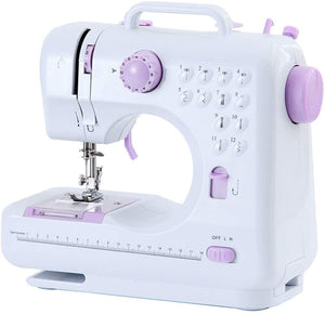 12 Stitches Double Thread Portable Electric Sewing Machine w/ Foot Pedal and LED Light