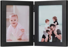 Load image into Gallery viewer, 5x7 Inch Double Picture Dual Folding Photo Frame for Wall Hanging &amp; Tabletop Display
