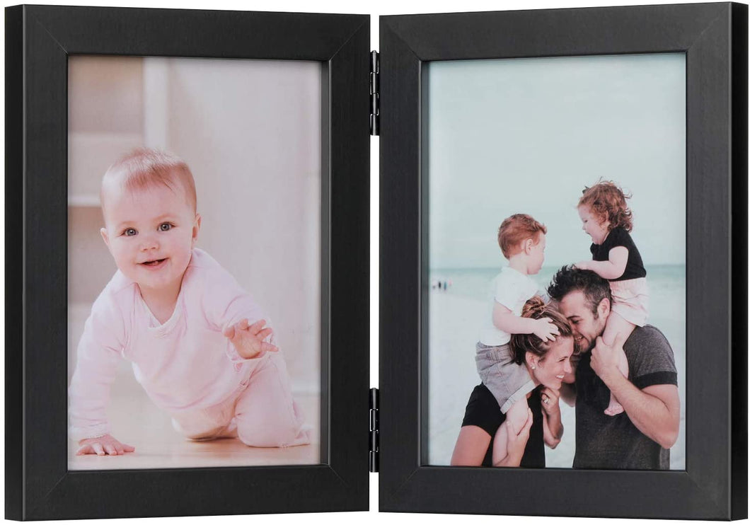 5x7 Inch Double Picture Dual Folding Photo Frame for Wall Hanging & Tabletop Display