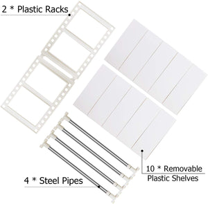 2 Tier Multifunctional Expandable Under Sink Organizer Storage Rack with Removable Shelves and Steel Pipes