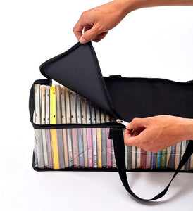 Large Clear CD Book Storage Holder Easy Zip Closure Carry Bag Organizer