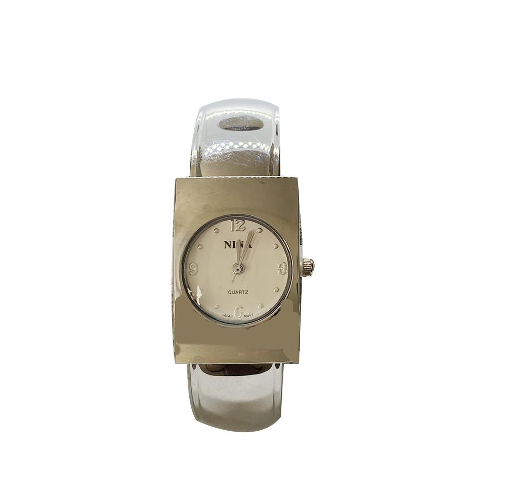 Women Bangle Bracelet Watch - Silver