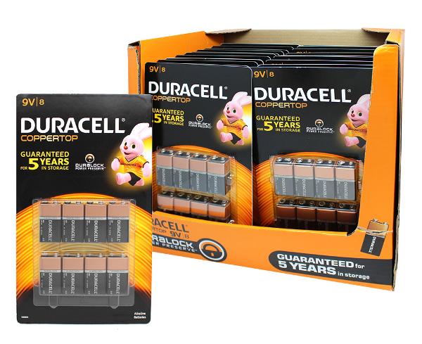 DURACELL 8 Pack Coppertop Alkaline 9V Batteries