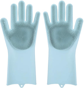 1 Pair Bristled Silicone Gloves Dishwashing Glove Scrubber Cleaning Kitchen Tool