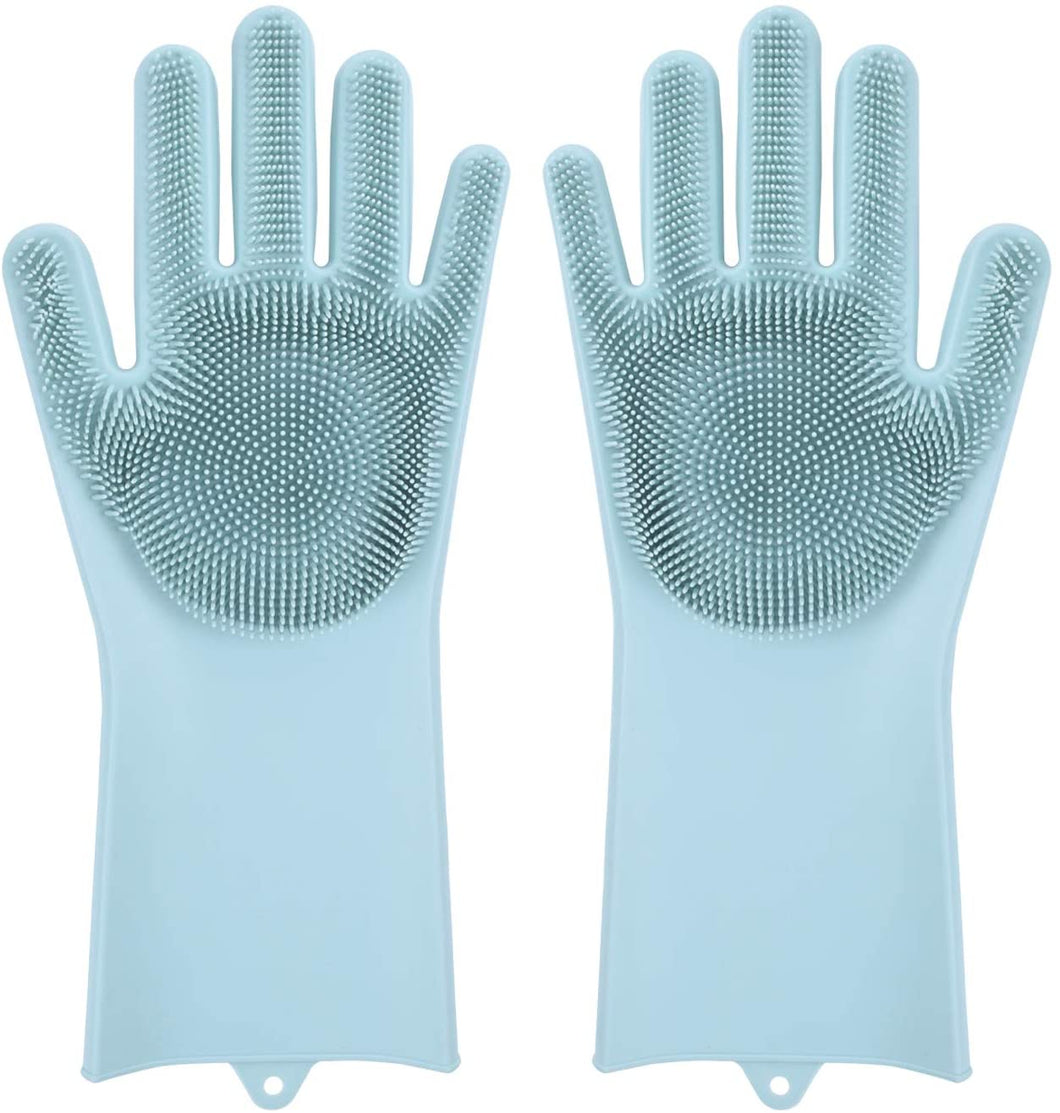 1 Pair Bristled Silicone Gloves Dishwashing Glove Scrubber Cleaning Kitchen Tool