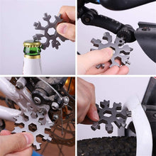 Load image into Gallery viewer, 18 in 1 Stainless Multi-Tool Snowflake Wrench Screwdriver Bottle Opener Keychain
