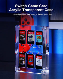 Transparent Acrylic Game Card Case for Nintendo Switch Shockproof Cartridge Holder Display Cabinet (6+2 Slots)