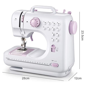 12 Stitches Double Thread Portable Electric Sewing Machine w/ Foot Pedal and LED Light