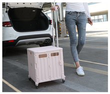 Load image into Gallery viewer, Folding Shopping Cart 65L Large Grocery Foldable Basket Trolley Storage Crate with Cover
