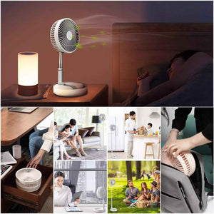 Folding Retractable Fan Cordless USB Charging Floor Fan Lamp Power Bank