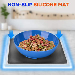 Non Slip 2 in 1 Interlocking Twisty Dish Pet Food Bowl and No Mess Spill Proof Lock in Place Mat