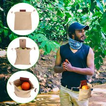 Load image into Gallery viewer, Foldable Foraging PU Leather Belt Canvas Pouch Fruit Picking Gathering Waist Bag
