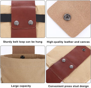 Foldable Foraging PU Leather Belt Canvas Pouch Fruit Picking Gathering Waist Bag